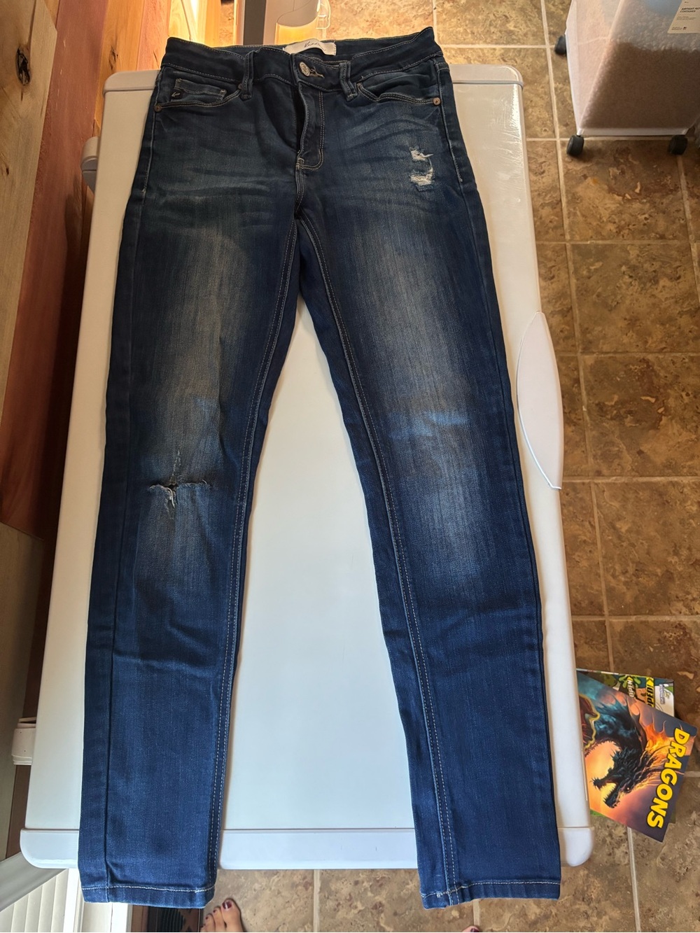 KanCan Dark Blue Distressed Ankle Jeans